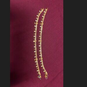 Gold plated anklet pair